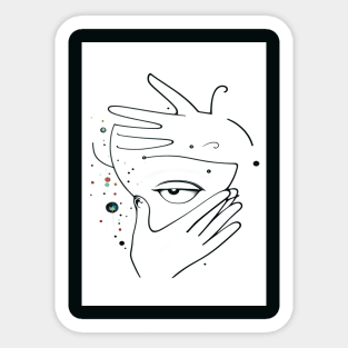 aesthetic minimalistic drawing female face Abstract line art Case Sticker